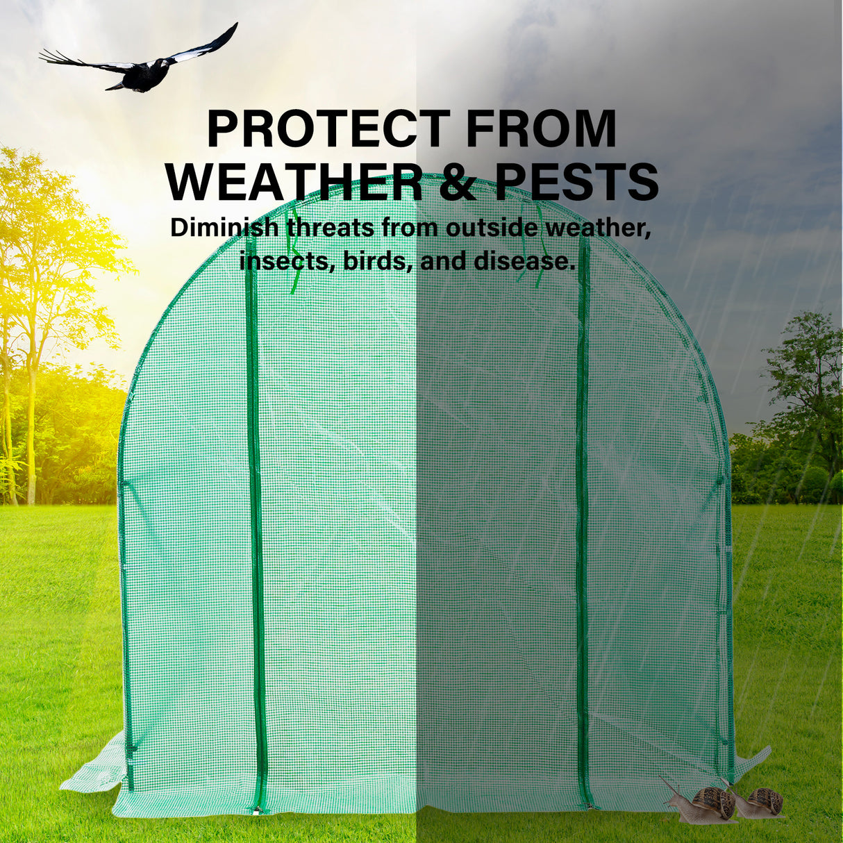 3x2x2M Greenhouse PE Dome Tunnel - GREEN