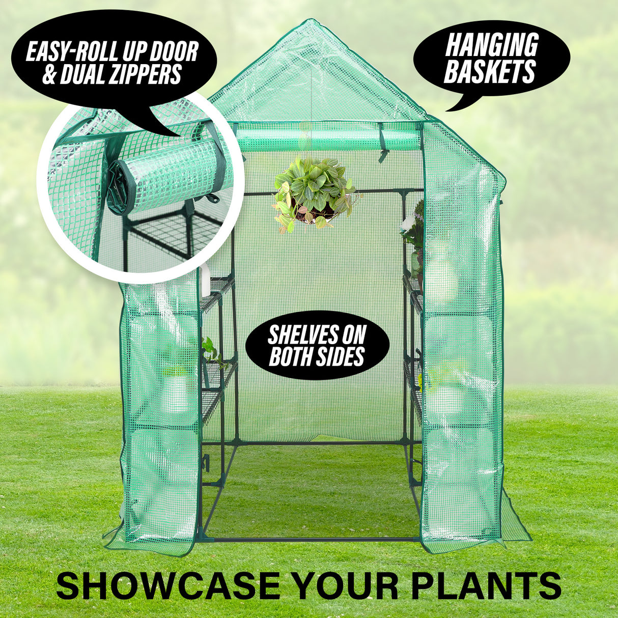 143cm Greenhouse PE Apex Roof Cover Only - GREEN