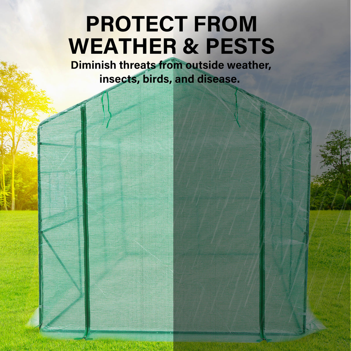 350cm Greenhouse PE Apex Roof Cover Only - GREEN