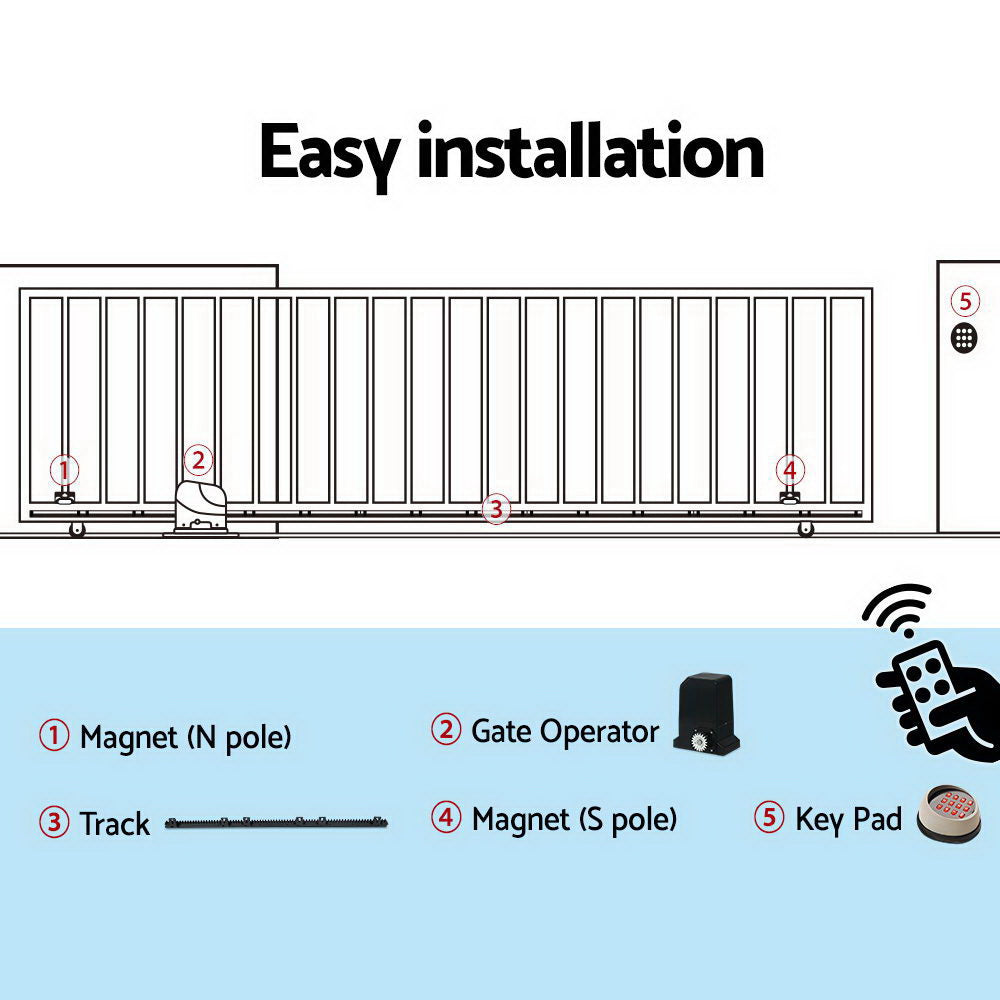 Automatic Sliding Gate Opener Kit Keypad 6M 1000KG