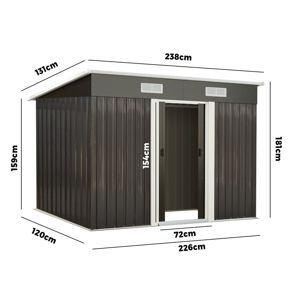 Livsip Garden Shed 2.38x1.31M Workshop Cabin Metal House