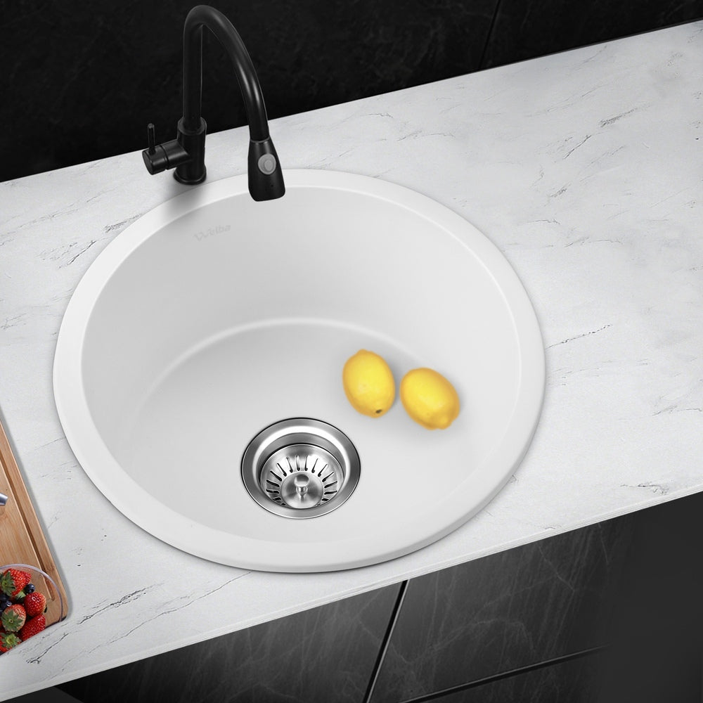 Welba Granite Sink Single Bowl 430mmx430mm White