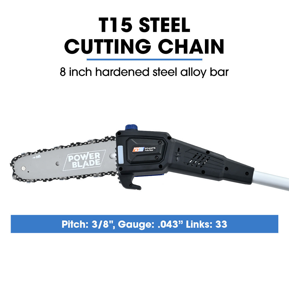 POWERBLADE 20V Cordless Pole Saw & Hedge Trimmer Combo, 8' Chainsaw Pruner & 20' Hedger, Telescopic Handle, Battery and Fast Charger Kit