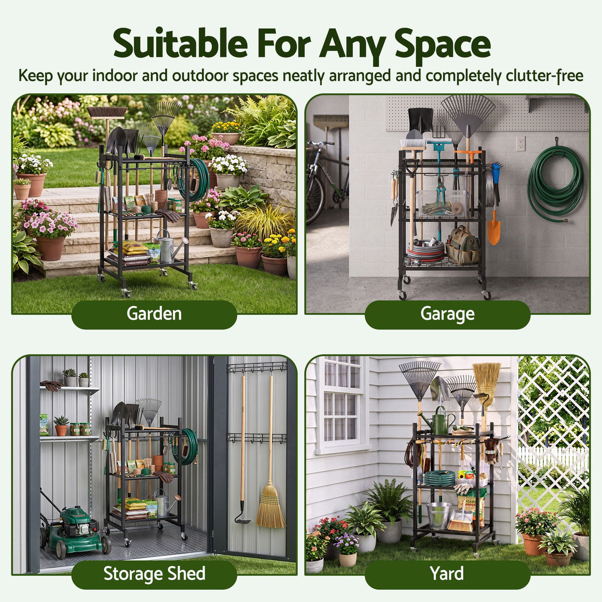 Gardeon Garden Tool Organizer with Wheels Heavy Duty Garage Yard Storage Cart
