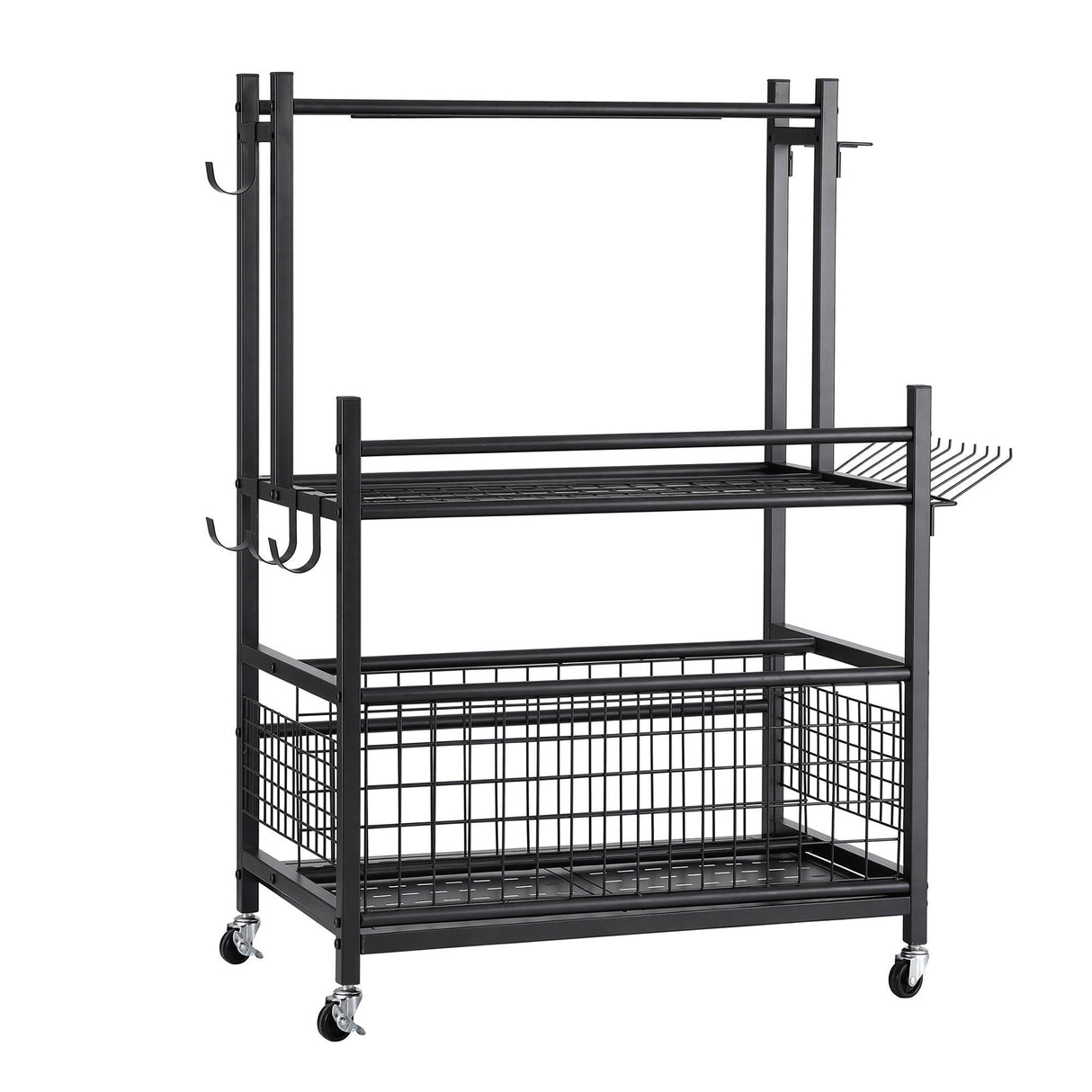 Gardeon Garden Tool Organizer Rack 16 Slots Rolling Garage Storage with Hooks