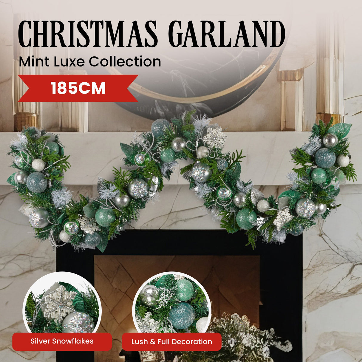 Christabelle Mint Luxe Christmas Garland - 185cm