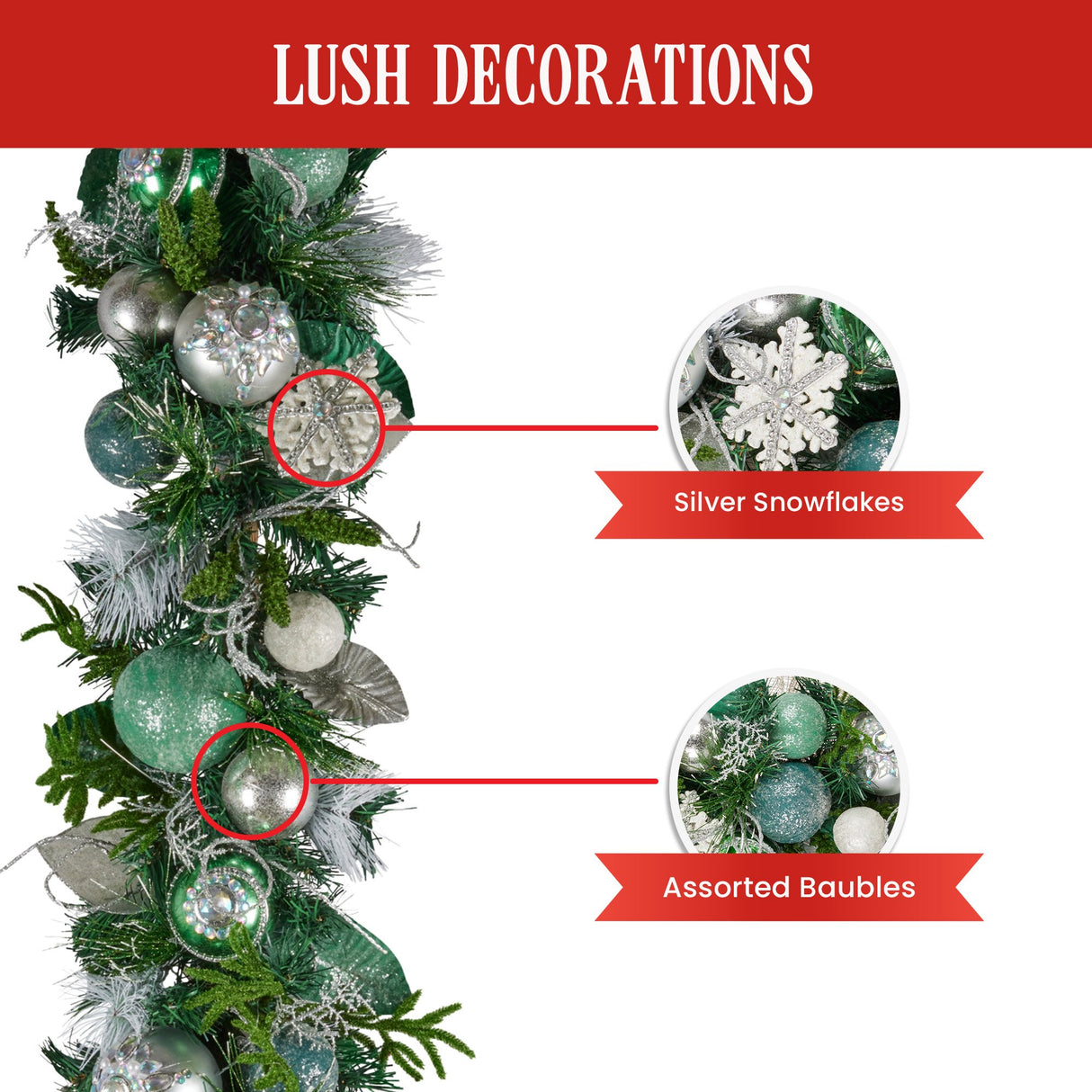 Christabelle Mint Luxe Christmas Garland - 185cm