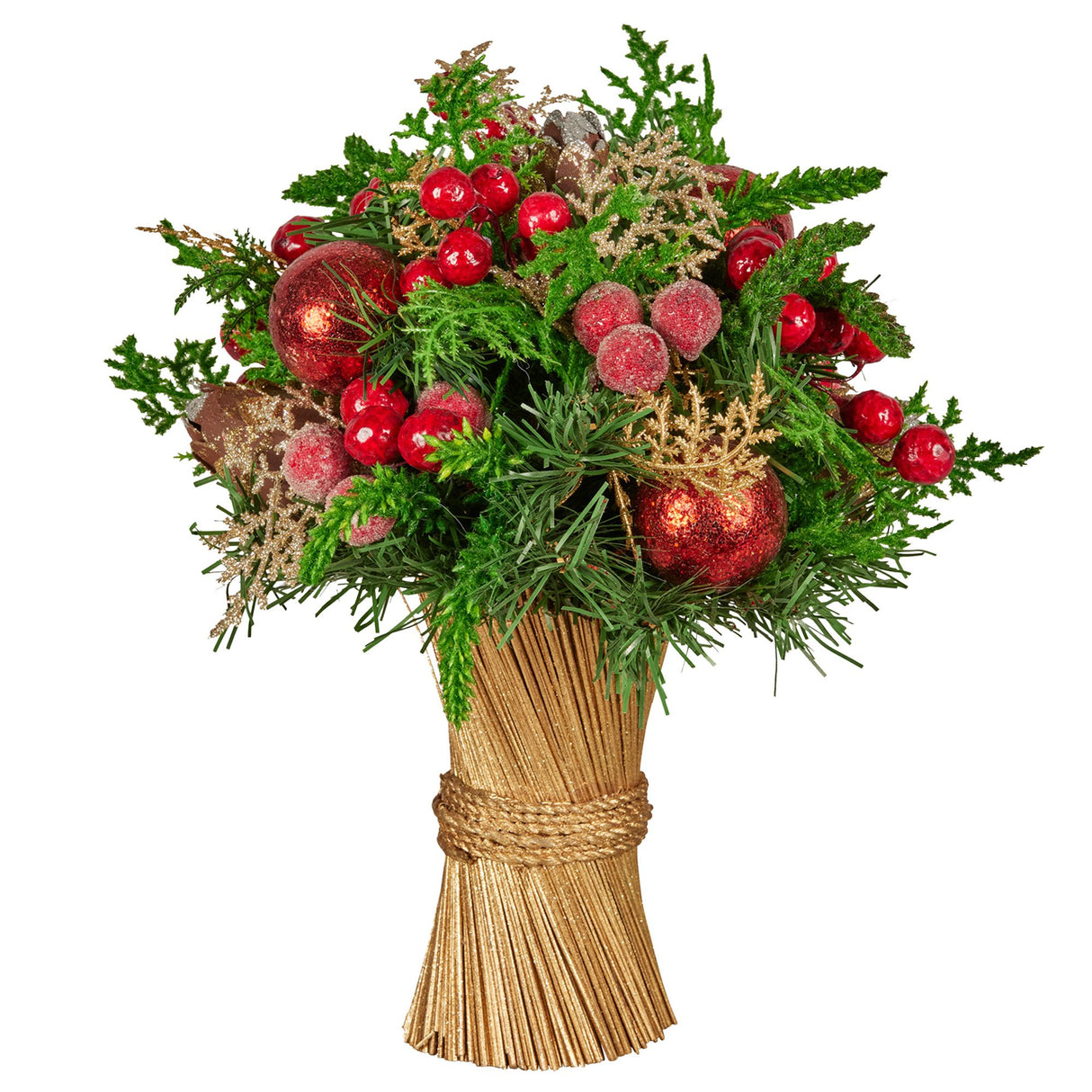 Christabelle 33cm Christmas Bouquet Floral Centrepiece with Berries & Baubles