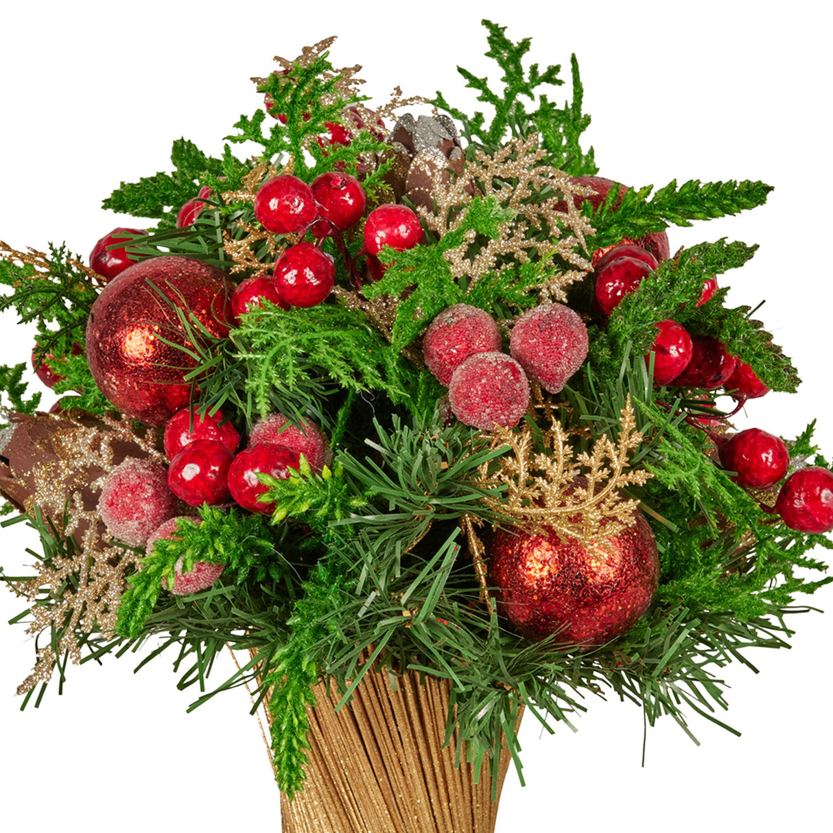 Christabelle 33cm Christmas Bouquet Floral Centrepiece with Berries & Baubles