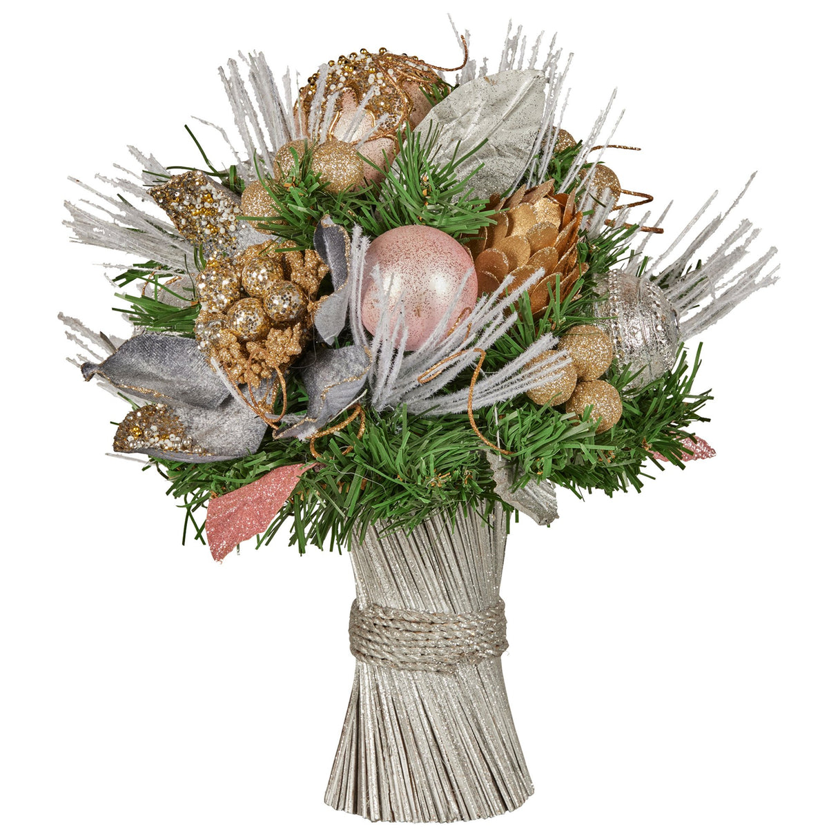 Christabelle 33cm Christmas Bouquet Pre Decorated Holiday Floral Arrangement w/Jewelled Baubles