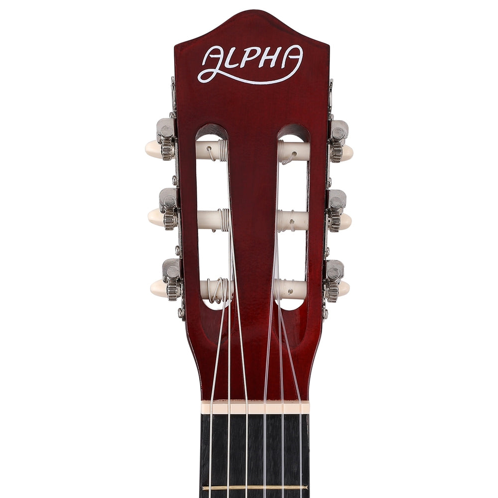 Alpha 39-Inch Classical Guitar for Beginners - Natural Wood Finish with Carry Bag and Extra Strings