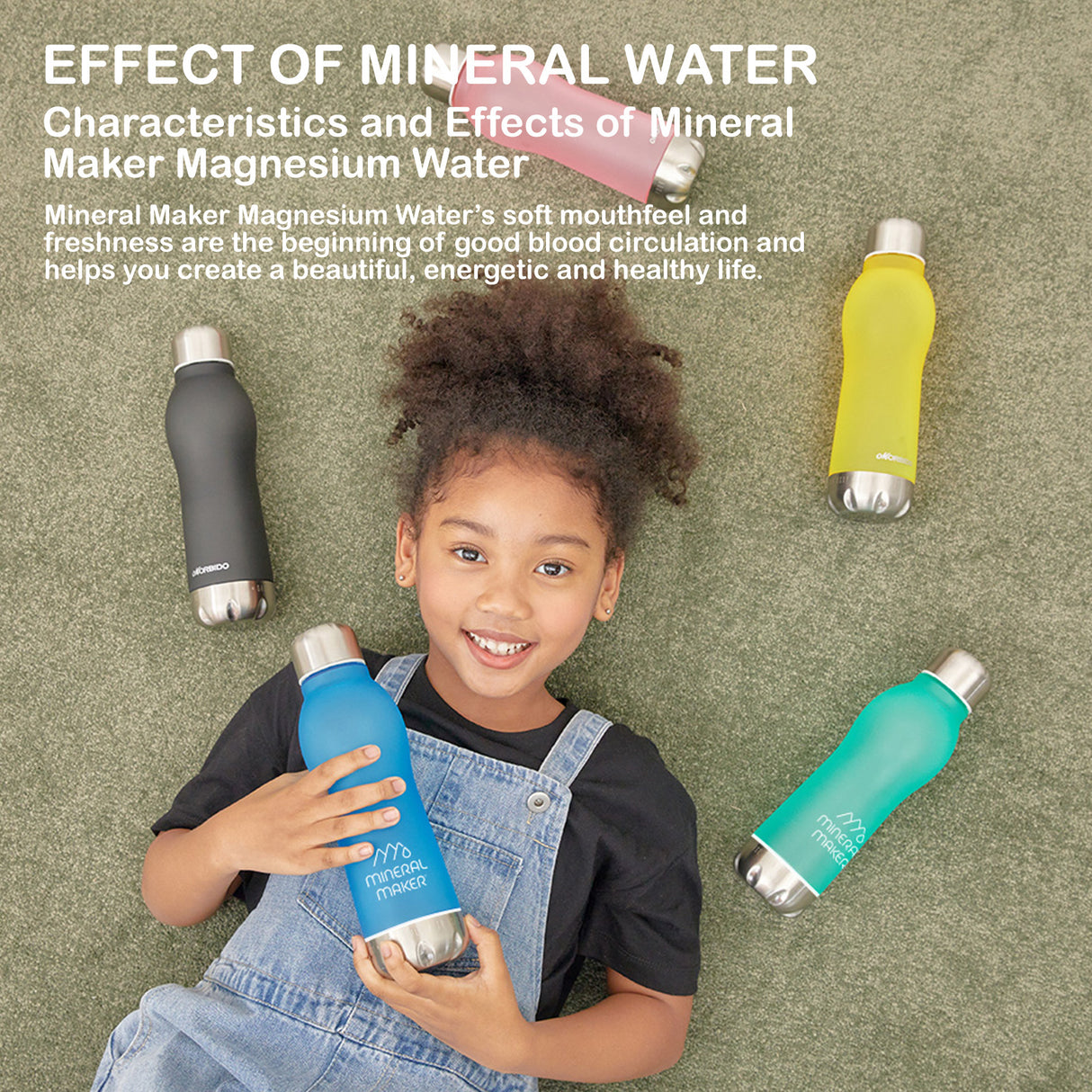 Mineral Water Bottle + a Mineral Stone Pouch - AQUA BLUE