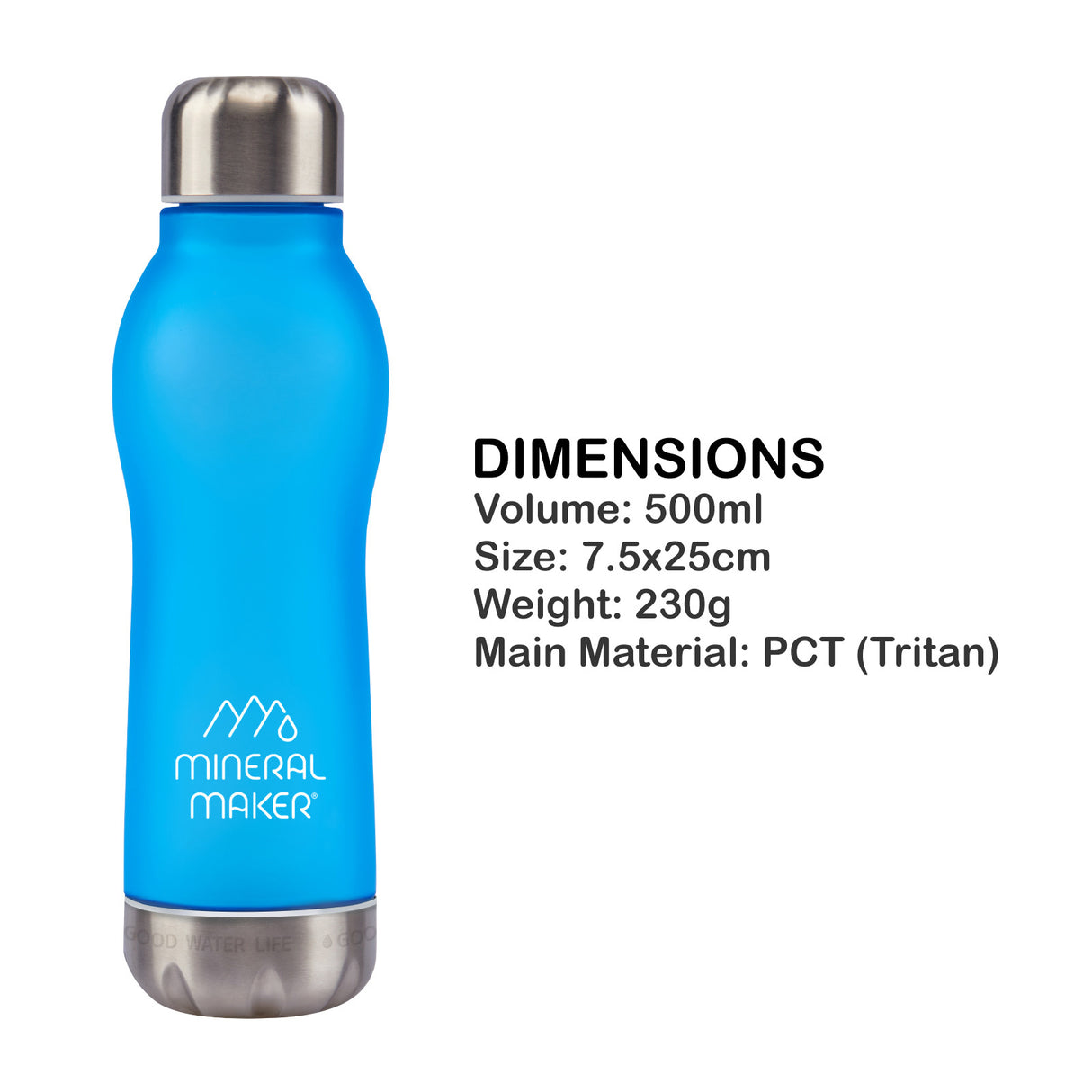 Mineral Water Bottle + a Mineral Stone Pouch - AQUA BLUE