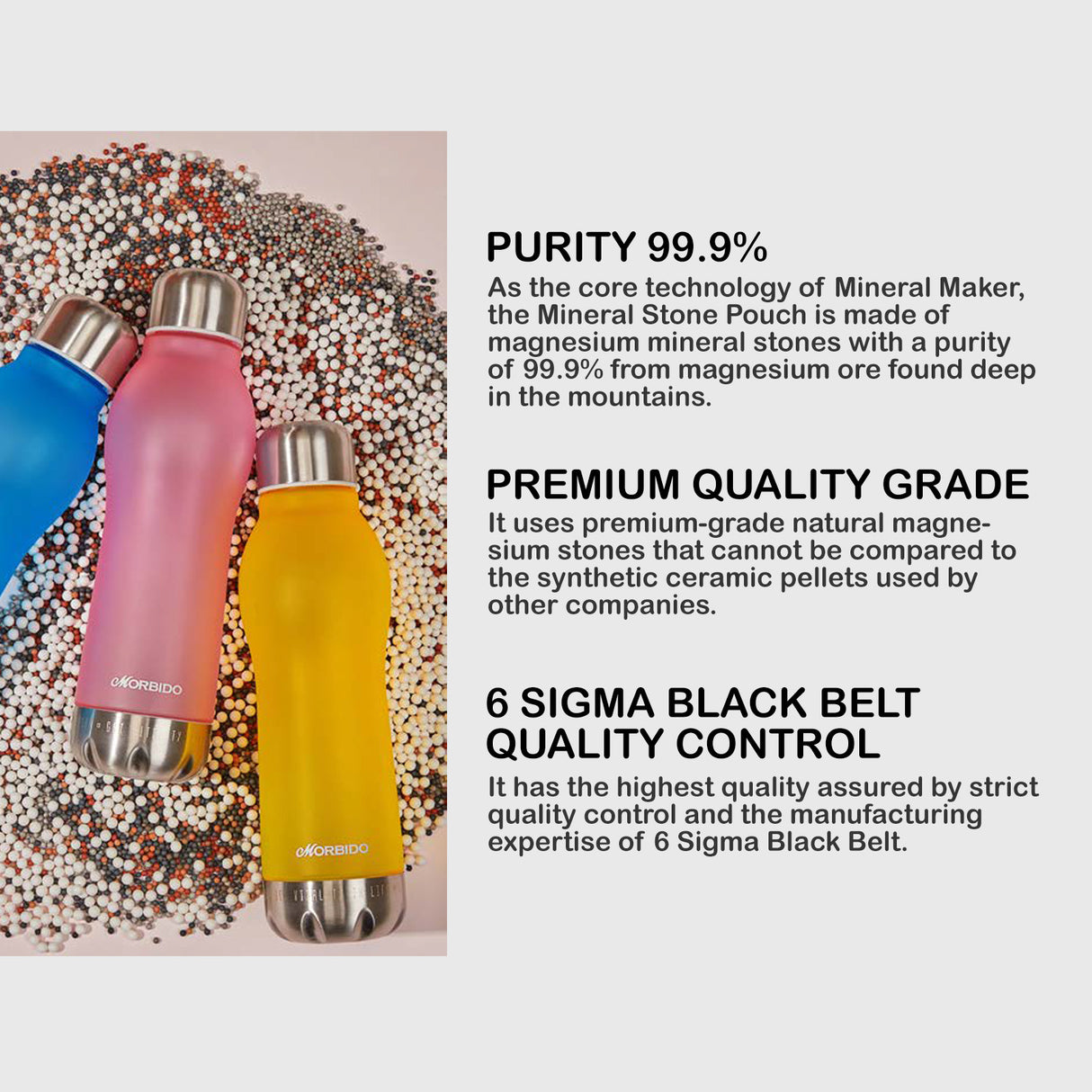 Mineral Water Bottle + a Mineral Stone Pouch - AQUA BLUE