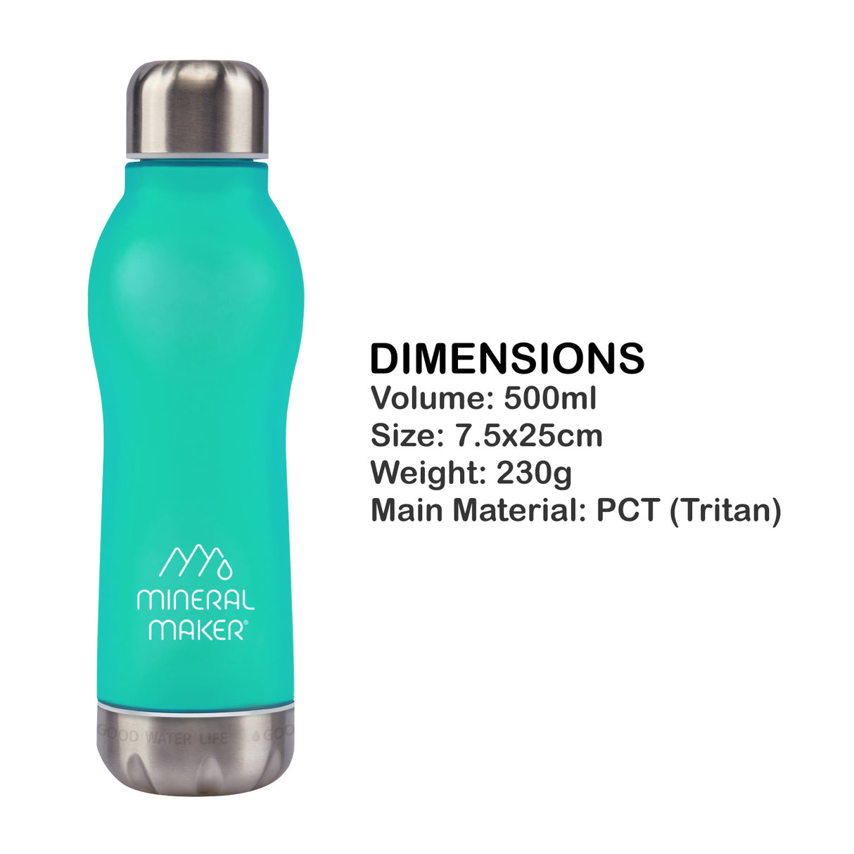 Mineral Water Bottle + a Mineral Stone Pouch - MINT GREEN