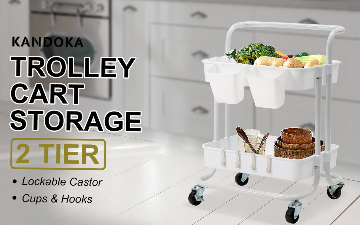 Trolley Cart Storage 2 Tier - WHITE