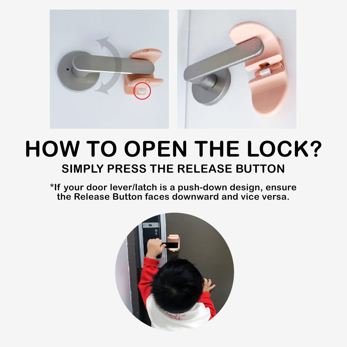 4X Door Lever Handle Lock - PINK