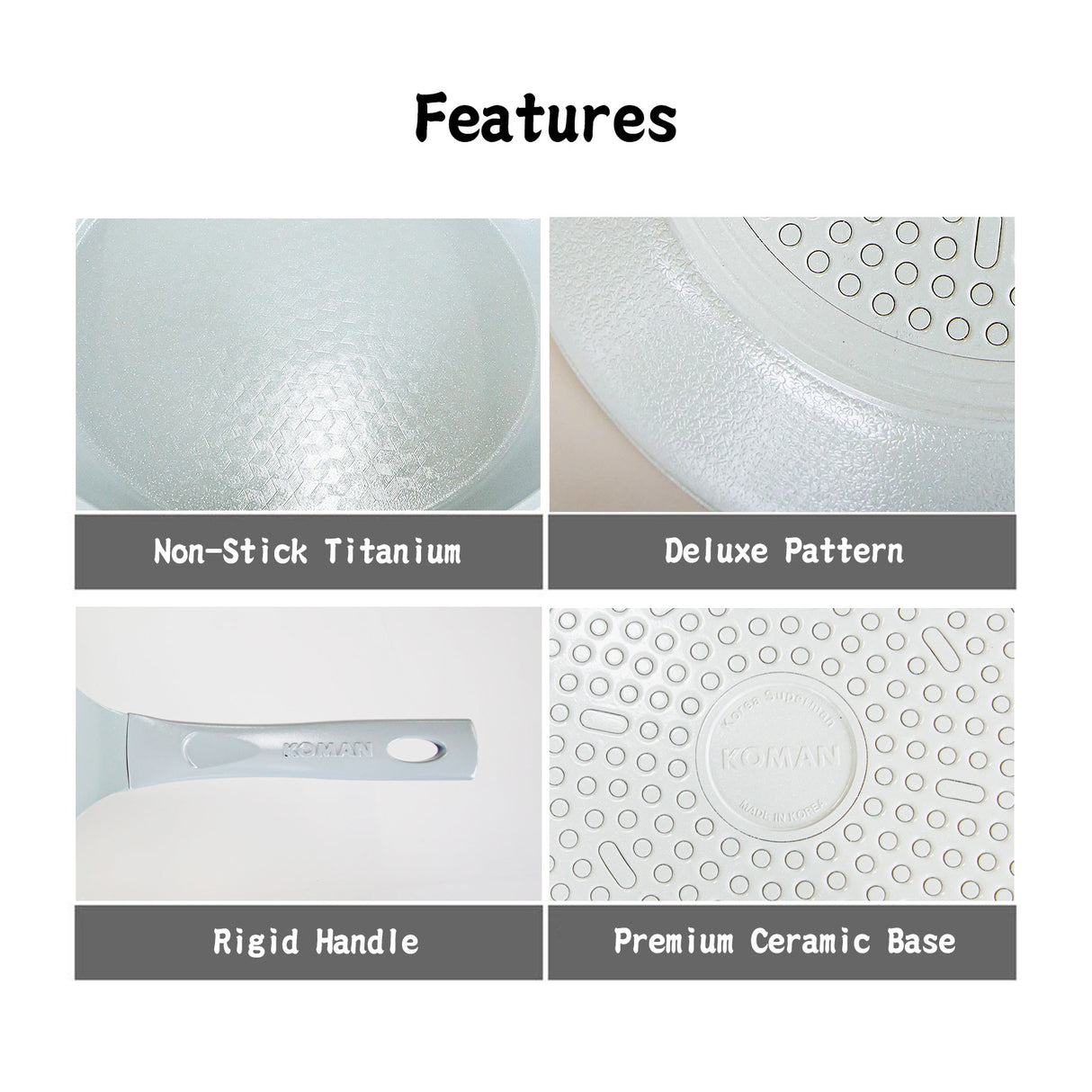 KOMAN 28cm IH Frying Pan + Glass Lid - GREY