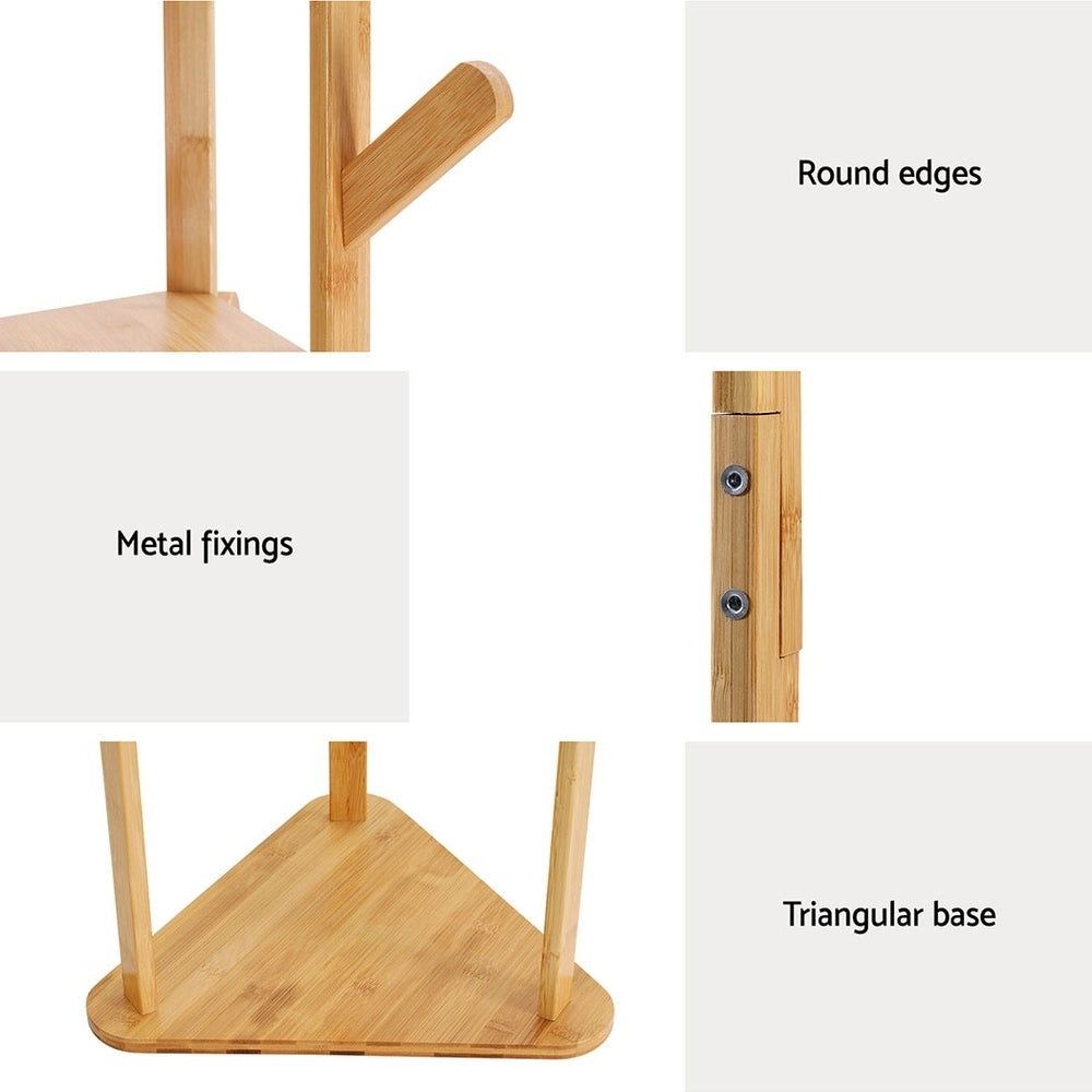 Bamboo 3-Tier Garment Rack with 9 Hooks and Tree Design