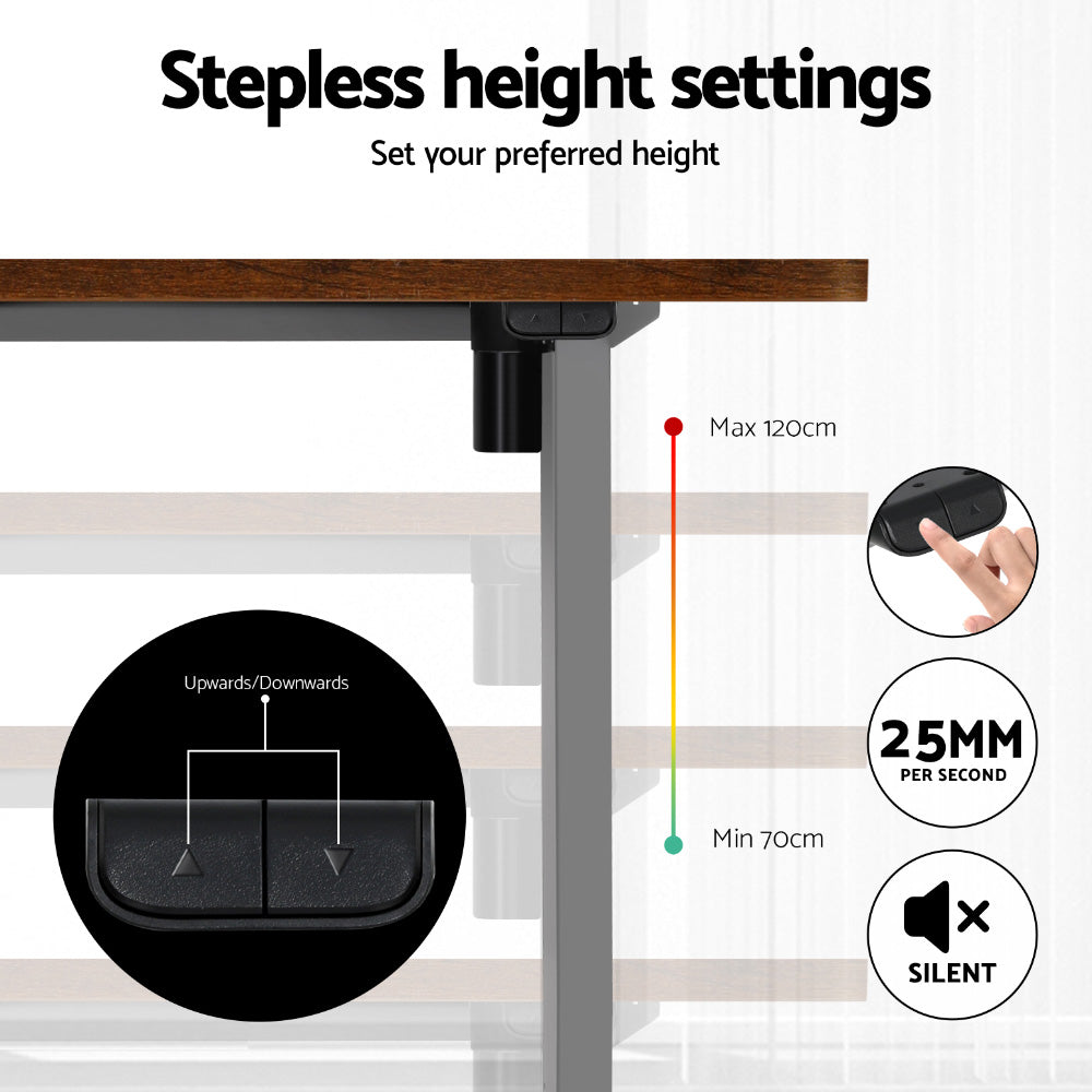 Artiss Standing Desk Motorised 140CM Rustic Brown