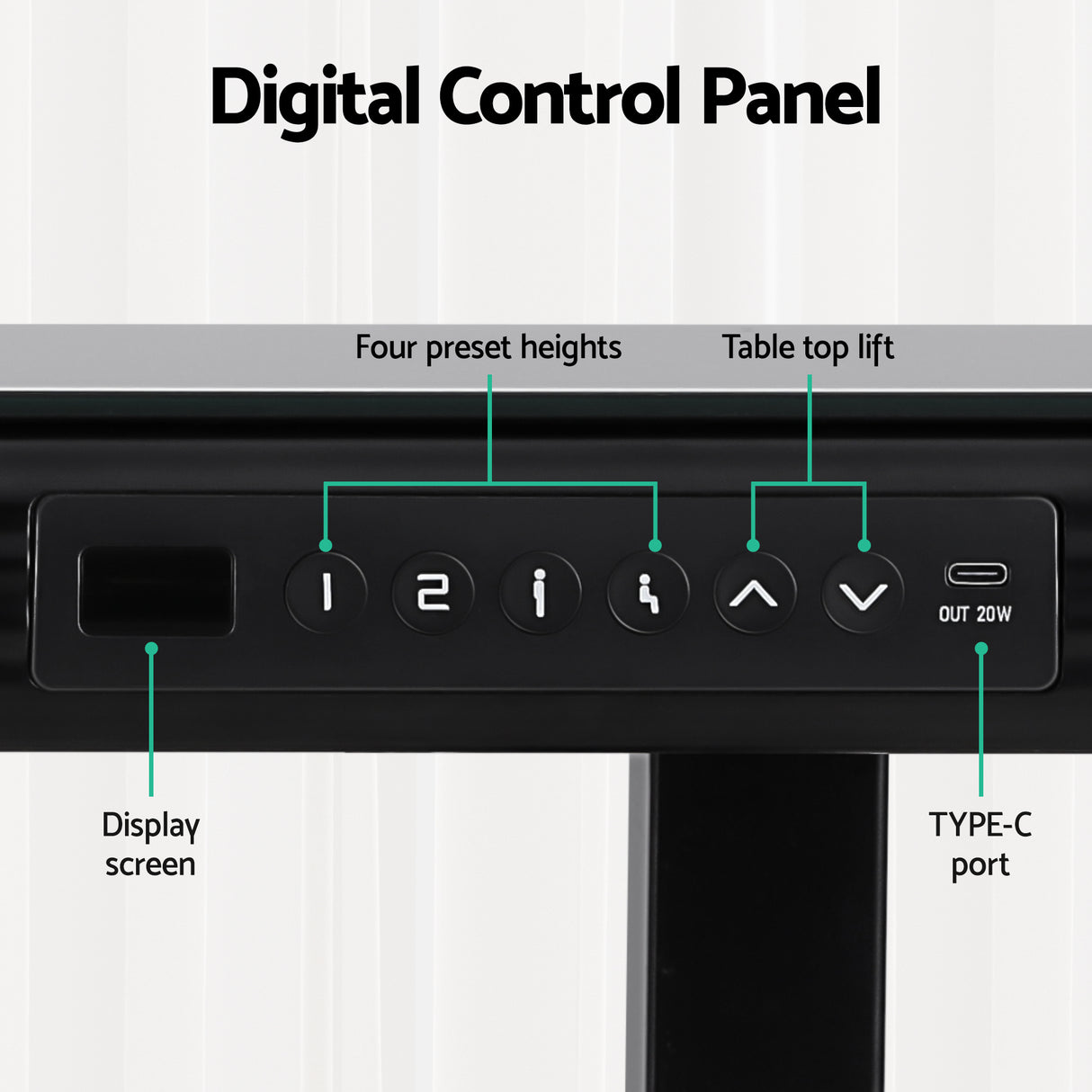 Artiss Standing Desk Motorised Tempered Glass Top Electric Black 120CM