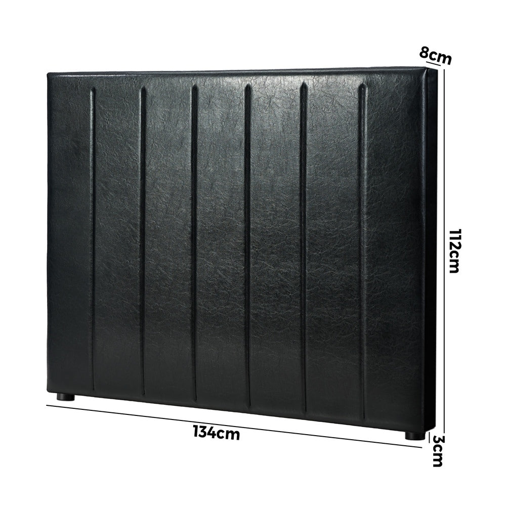 Oikiture Bed Frame Headboard King Single Size Bedhead Black Leather