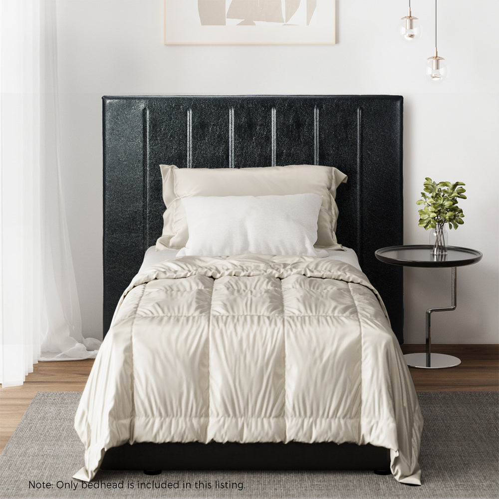 Oikiture Bed Frame Headboard King Single Size Bedhead Black Leather