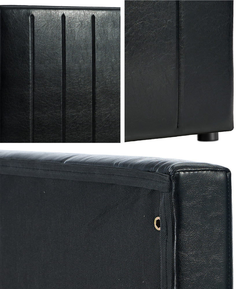 Oikiture Bed Frame Headboard King Single Size Bedhead Black Leather