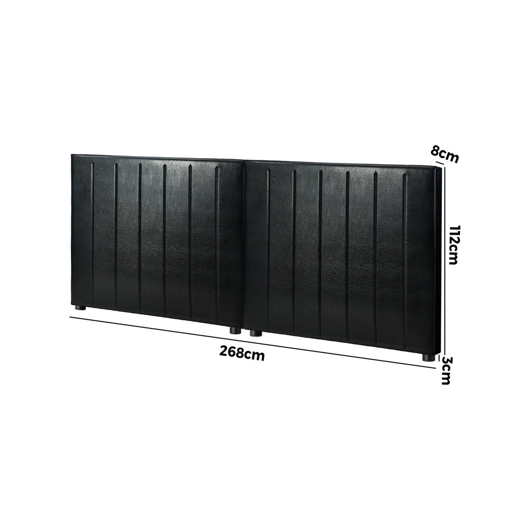 Oikiture Bed Frame Headboard Double Queen King Bedhead Black Leather