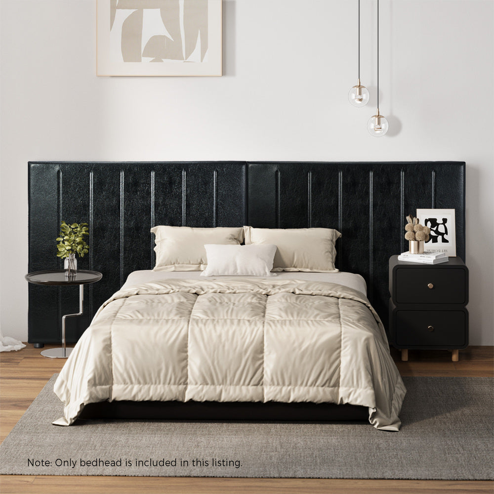 Oikiture Bed Frame Headboard Double Queen King Bedhead Black Leather