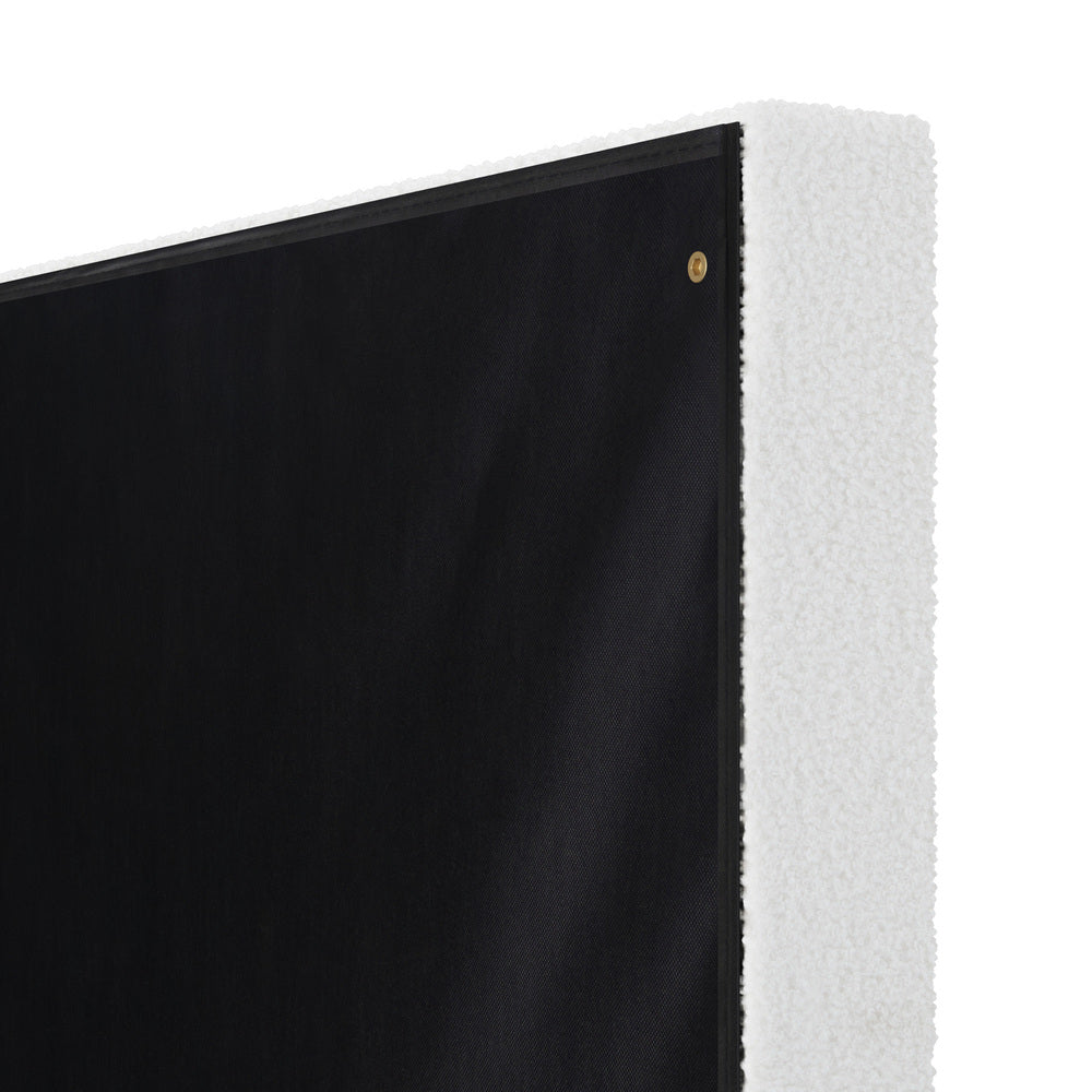 Oikiture Bed Frame Headboard King Single White Boucle