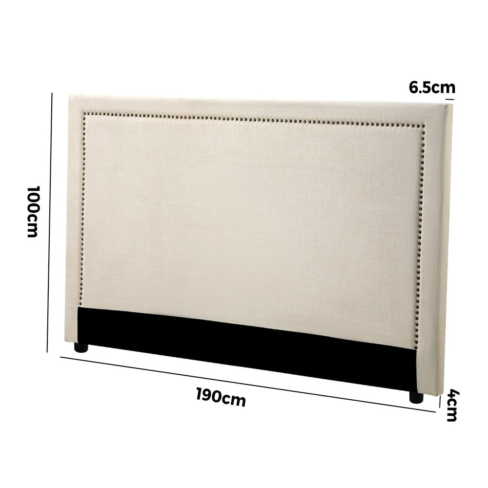 Oikiture King Size Bed Headboard Bedhead Beige