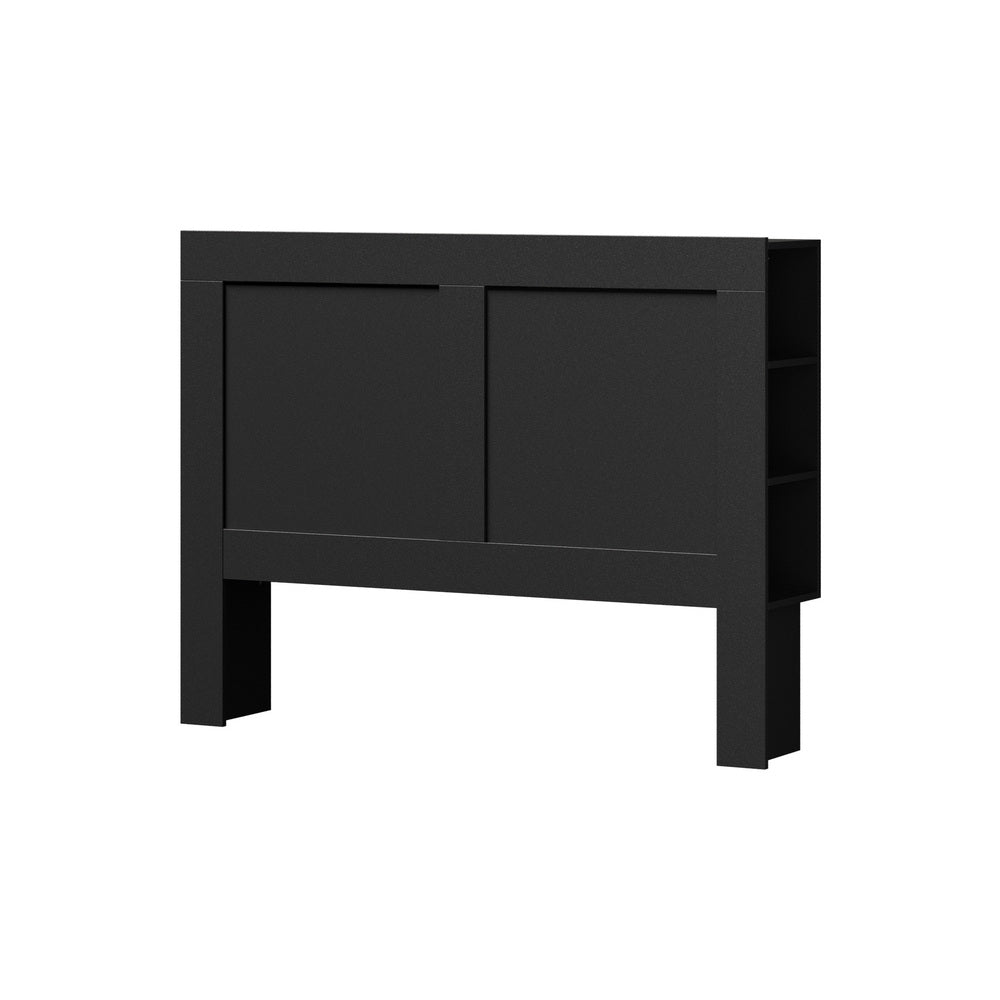 Oikiture Headboard Double Size Bedhead with Storage Shelves Black