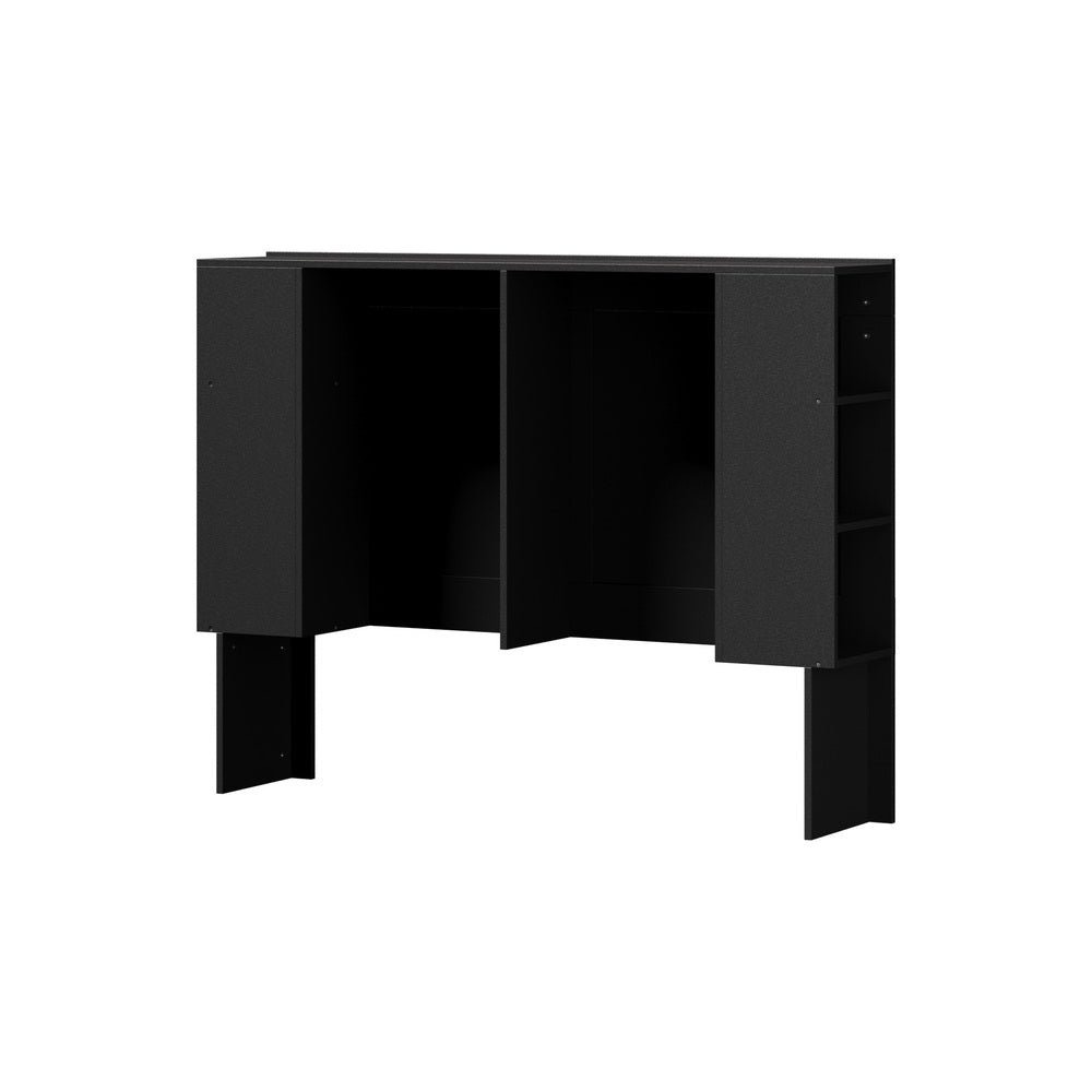 Oikiture Headboard Double Size Bedhead with Storage Shelves Black