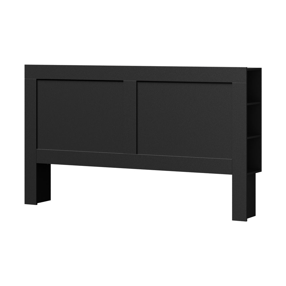 Oikiture Headboard King Size Bedhead with Storage Shelves Black