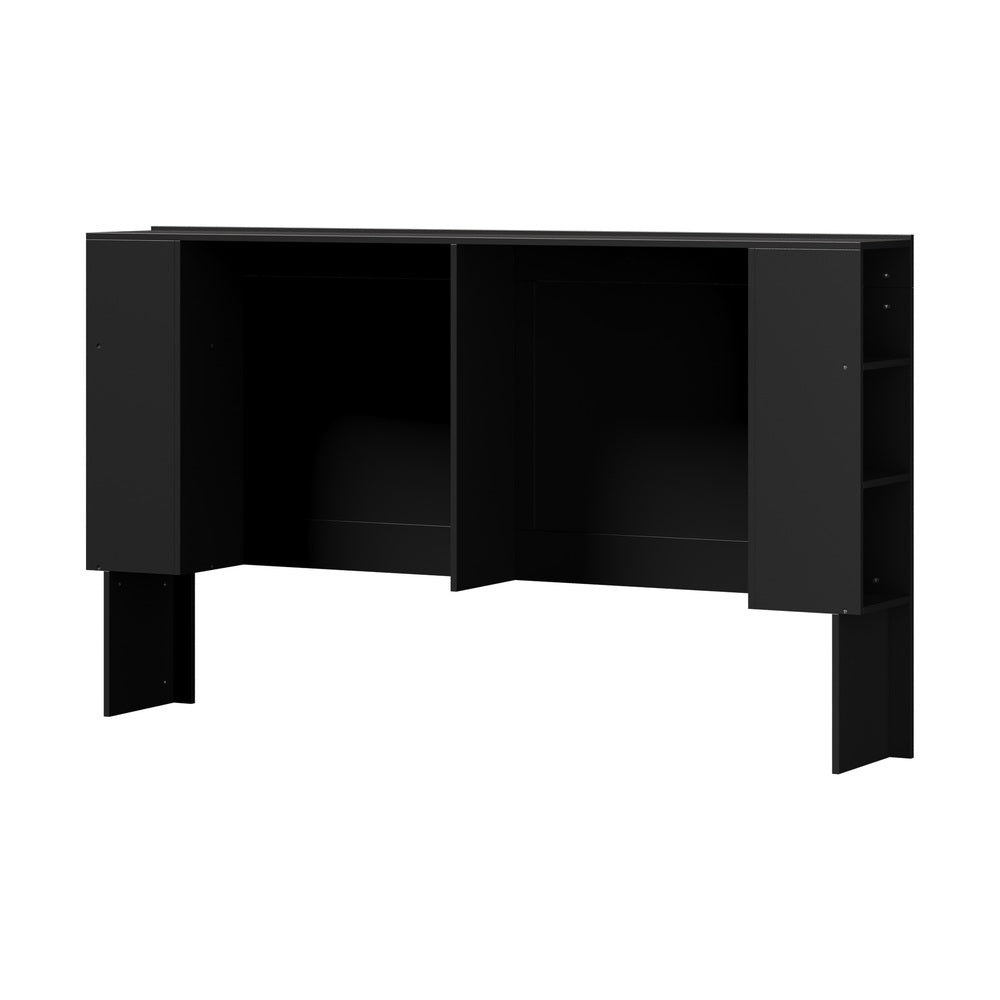Oikiture Headboard King Size Bedhead with Storage Shelves Black