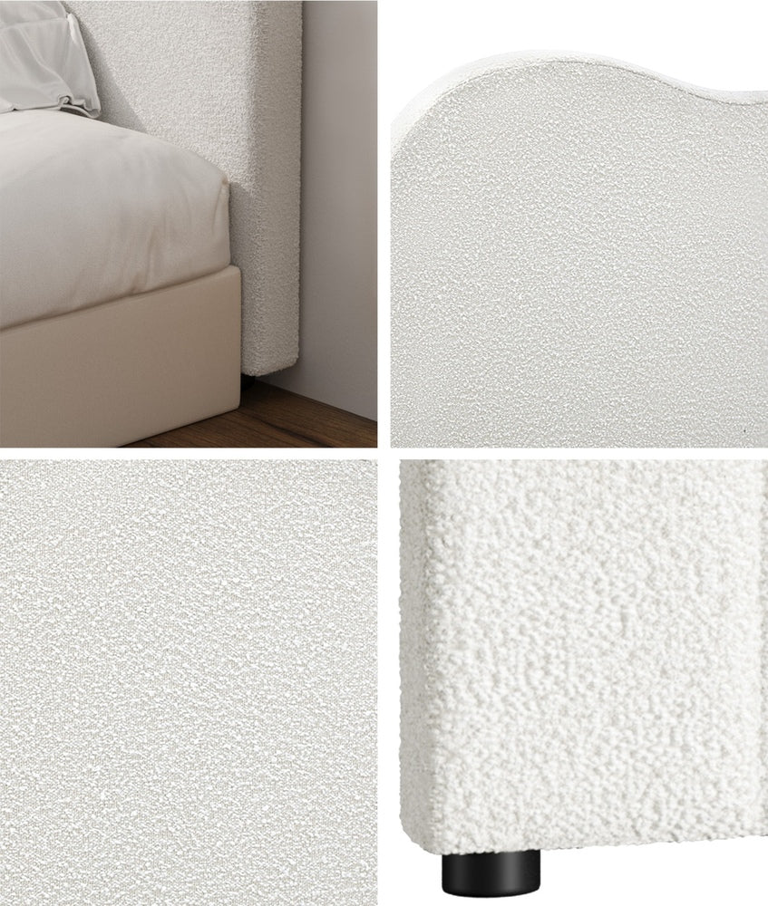 Oikiture Bed Head Single Size Headboard Boucle Fabric White