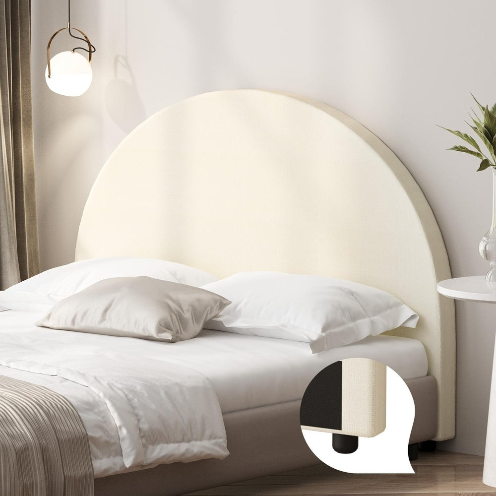 Oikiture Bed Head Double Size Headboard Fabric Beige