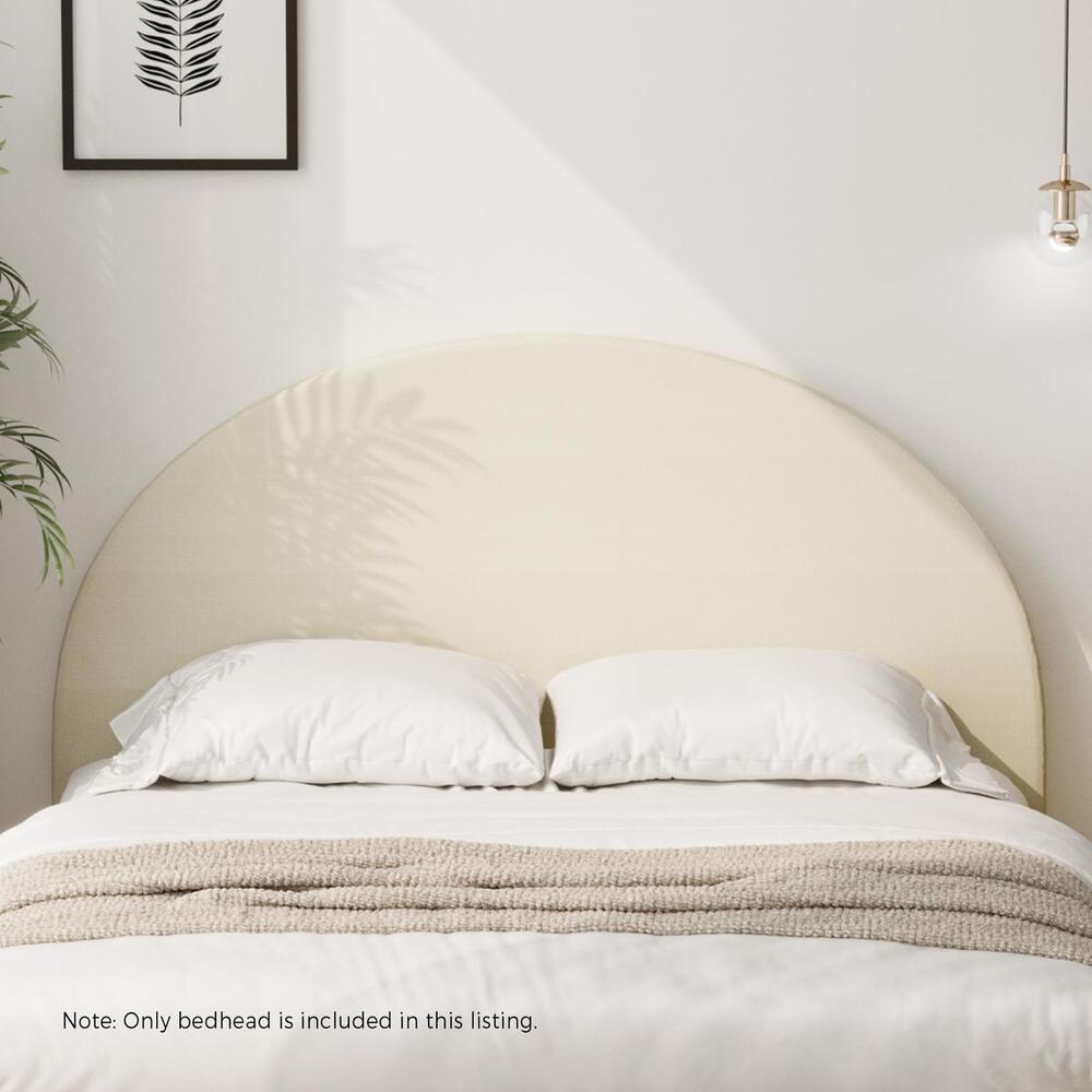 Oikiture Bed Head Double Size Headboard Fabric Beige