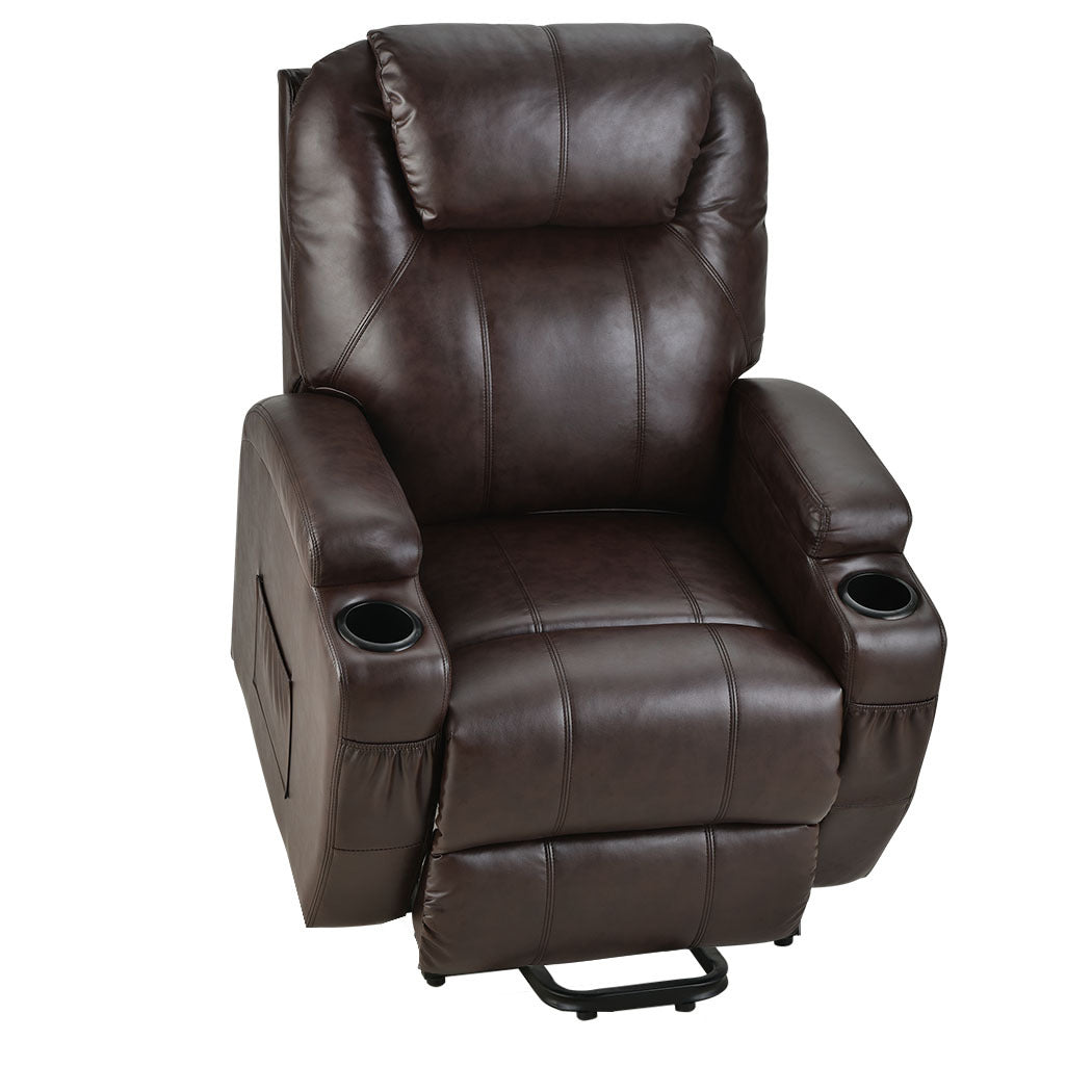 FORTIA Electric Massage Recliner Lift Heat Chair for Elderly Aged Care, Dark Crimson