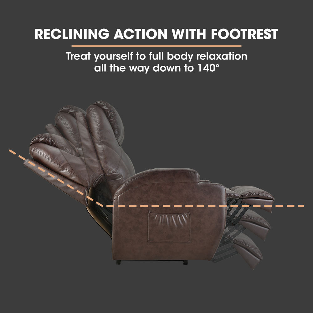 FORTIA Electric Massage Recliner Lift Heat Chair for Elderly Aged Care, Dark Crimson