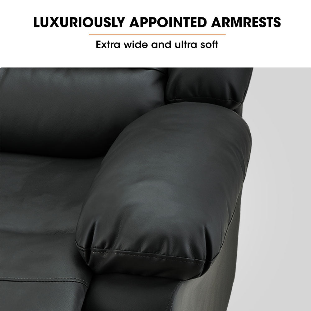 FORTIA Luxury Recliner Lounge Chair, Single Faux Leather Armchair, for Home Theatre Cinema, Elderly,