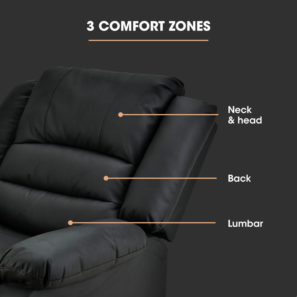 FORTIA Luxury Recliner Lounge Chair, Single Faux Leather Armchair, for Home Theatre Cinema, Elderly,