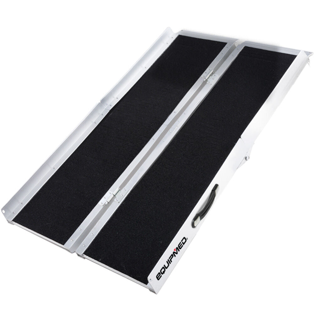 EQUIPMED 152cm Portable Folding Aluminium Access Ramp 272kg Rated, Black Ultra-Grip, for Wheelchair, Mobility Scooter