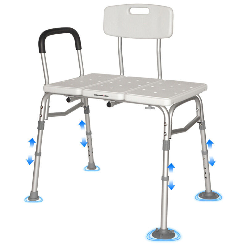 Equipmed Bath Transfer Bench Chair, Bathtubs or Shower, 125kg Capacity, for Seniors Elderly, White