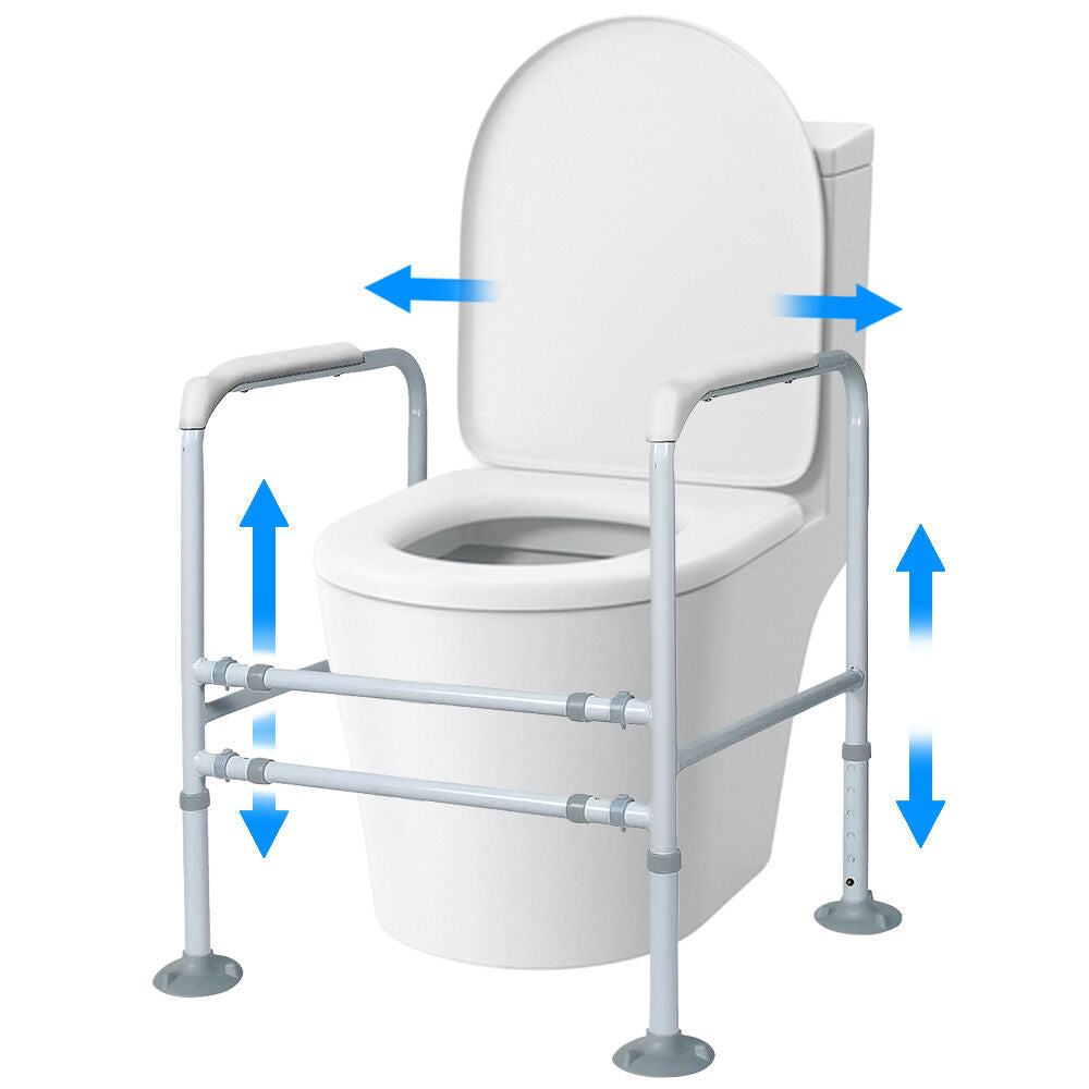 Equipmed Over Toilet Support Frame Safety Grab Aid Rail, 125kg Capacity, Adjustable Height and Width