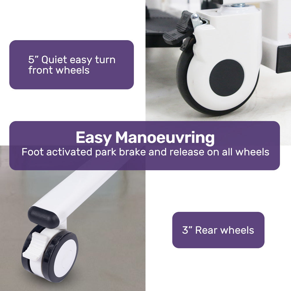 EQUIPMED 4in1 Patient Lift Transfer Chair, Easy Hydraulic Height Adjustment, Shower Compatible, Over Toilet, Removable Commode, for Seniors Elderly Disabled