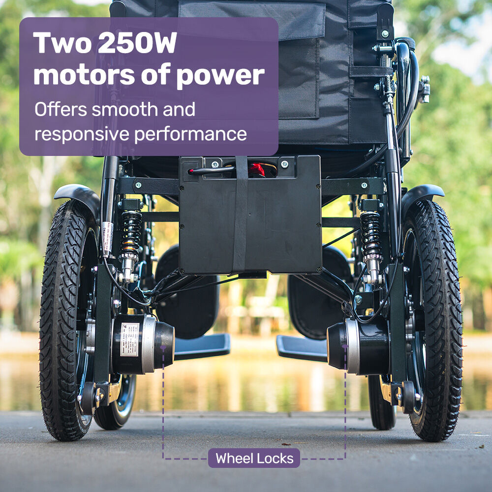 EQUIPMED Power Electric Wheelchair, Wide Bariatric Chair, Comfortable for S-XL, Long Range, Recline Adjustment, Lithium Battery, 16' Wheels, Headrest, Folding