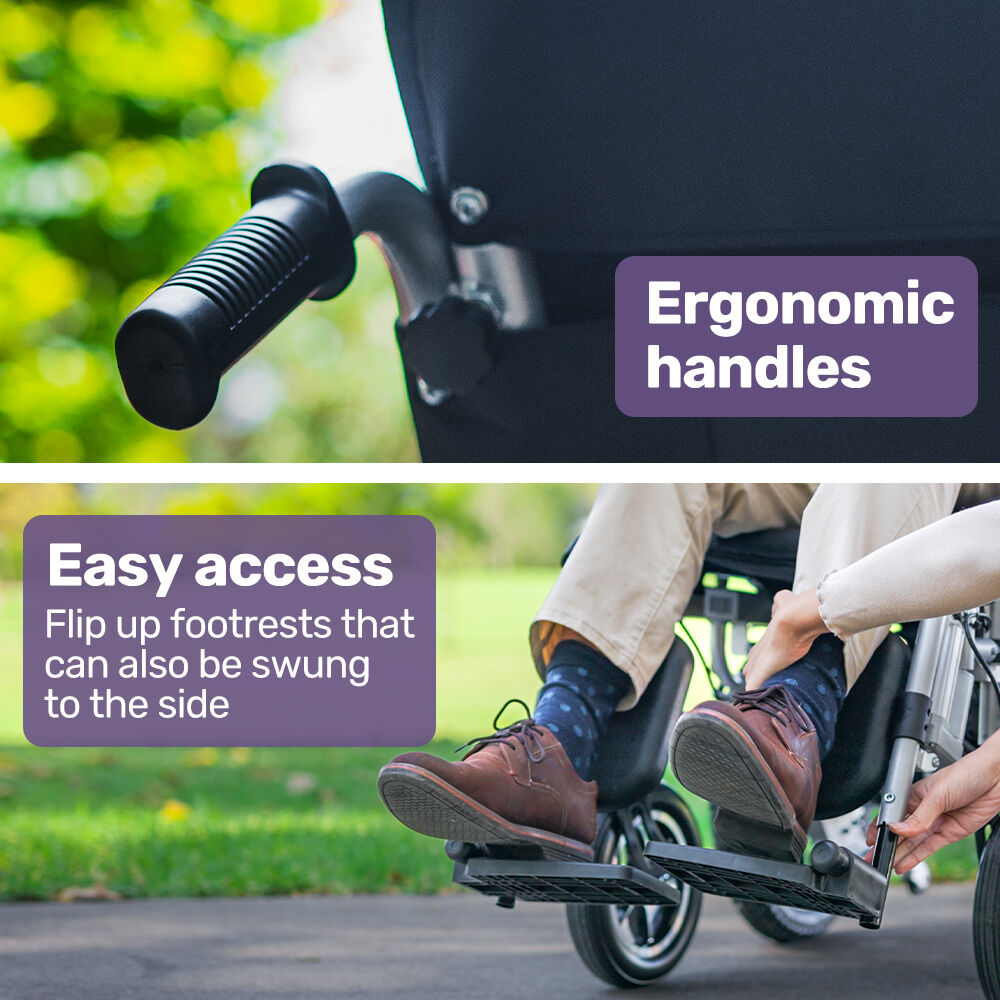 EQUIPMED Power Electric Wheelchair, Wide Bariatric Chair, Comfortable for S-XL, Long Range, Recline Adjustment, Lithium Battery, 16' Wheels, Headrest, Folding