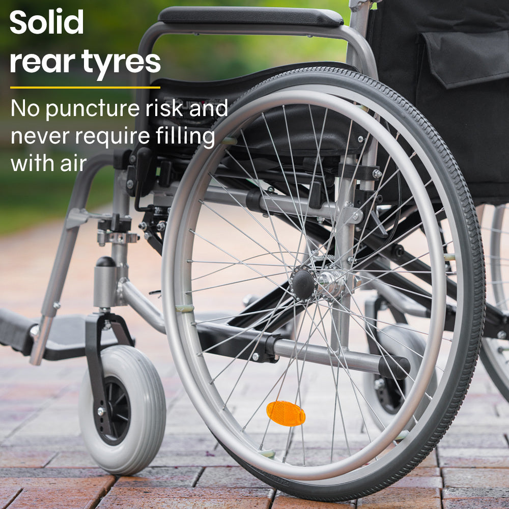 EQUIPMED Folding Wheelchair XXL Extra-Wide Bariatric Seat , Aluminium Frame, 150kg Capacity, 24 Inch Wheels, Park Brakes, Black